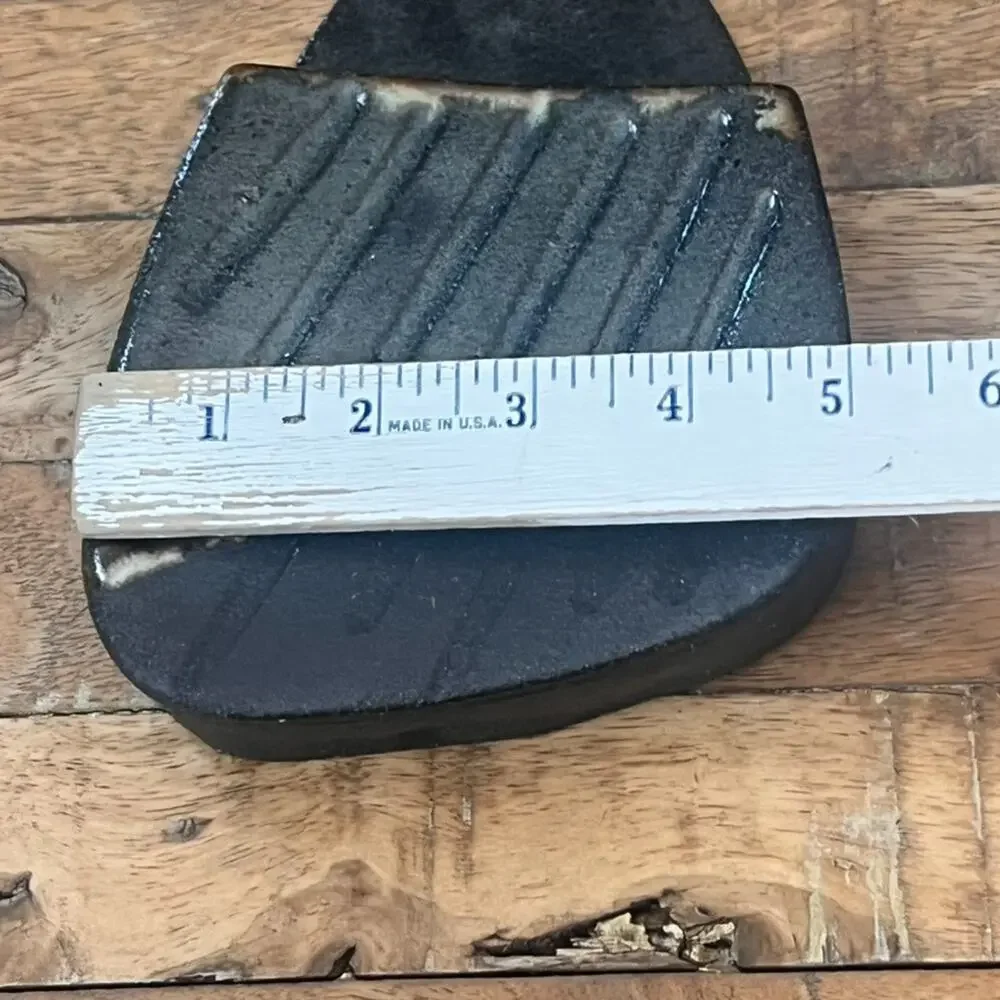 Studio Pottery Wall Pocket Vase 6.5 in Abstract Black Impressed Lines Decor